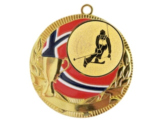 Rødstrupen medalje med alpinmotiv