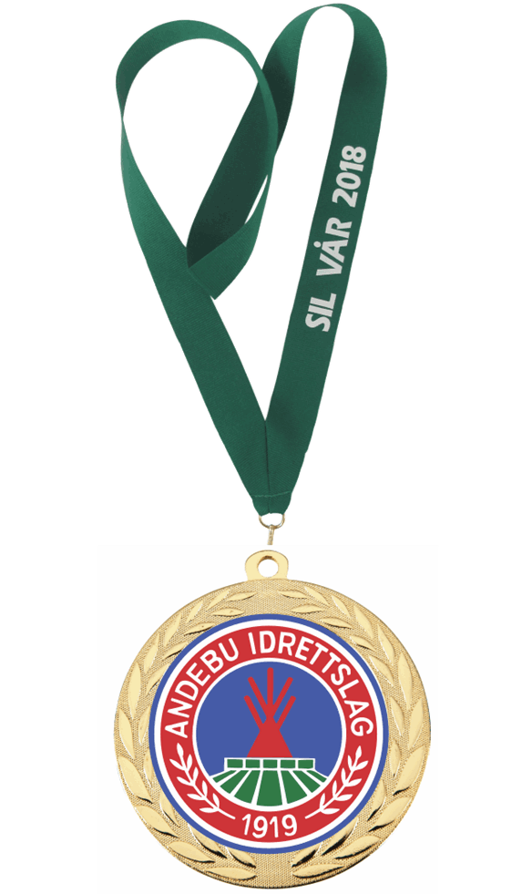 Svanen medalje med tekst på bånd 70mm