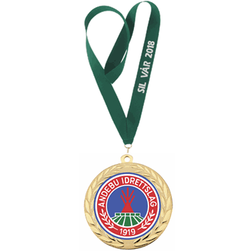 Svanen medalje med tekst på bånd 70mm