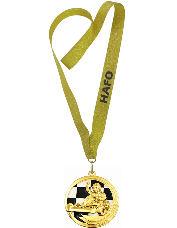 Gokart medaljer med tekst på bånd