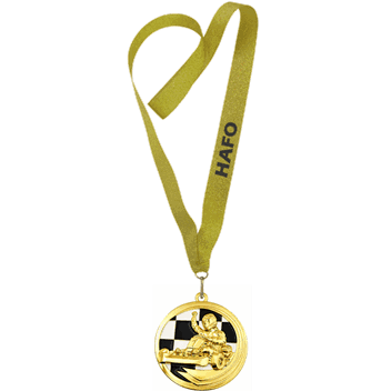 Gokart medaljer med tekst på bånd