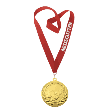 Kniksen medalje med tekst på bånd