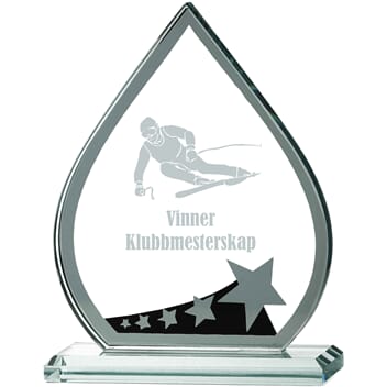 Sting alpint  glasstatuett i 3 størrelser