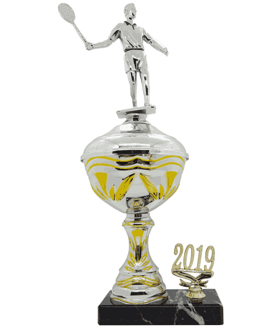 Gullstrupen pokal i 5 størrelser med årstall for badminton