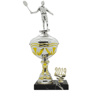 Gullstrupen pokal i 5 størrelser med årstall for badminton