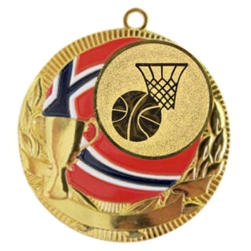 Rødstrupen medalje med basketballmotiv