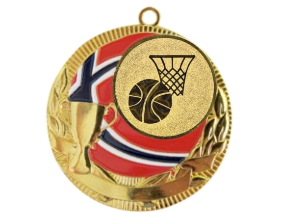 Rødstrupen medalje med basketballmotiv
