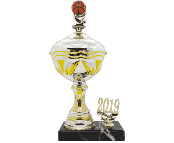 Gullstrupen pokal i 5 størrelser med årstall for basketball