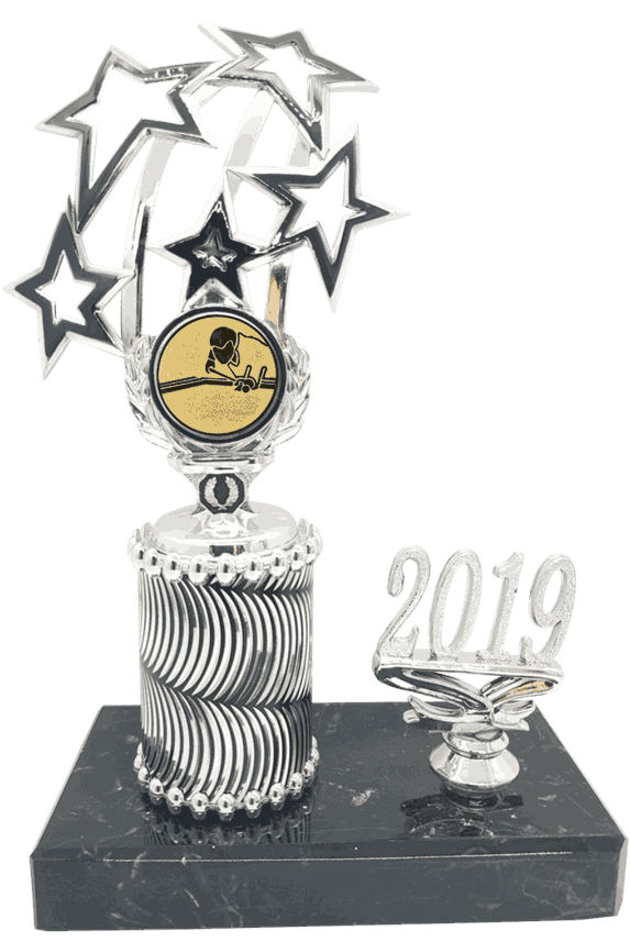 Stjerna i 4 størrelser med årstall for biljard