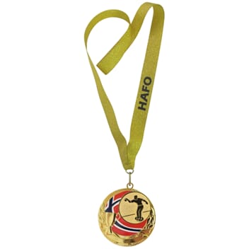 Rødstrupen medalje med tekst på bånd og bocciamotiv