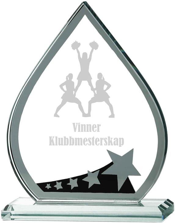 Sting cheerleading glasstatuett i 3 størrelser