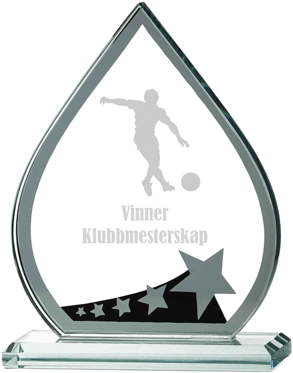 Sting fotball glasstatuett i 3 størrelser