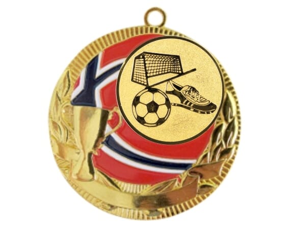 Rødstrupen medalje med fotballmotiv