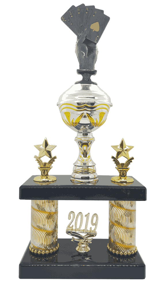 Gullstrupen etasjepokal i 5 størrelser for kortspill