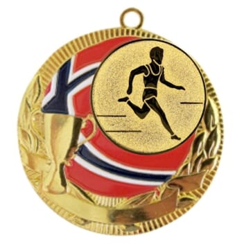 Rødstrupen medalje med friidrettsmotiv