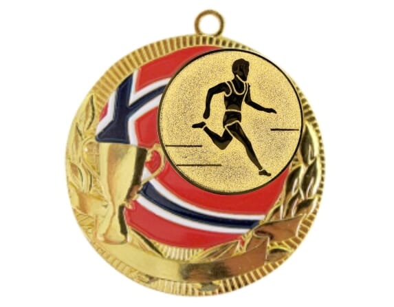Rødstrupen medalje med friidrettsmotiv