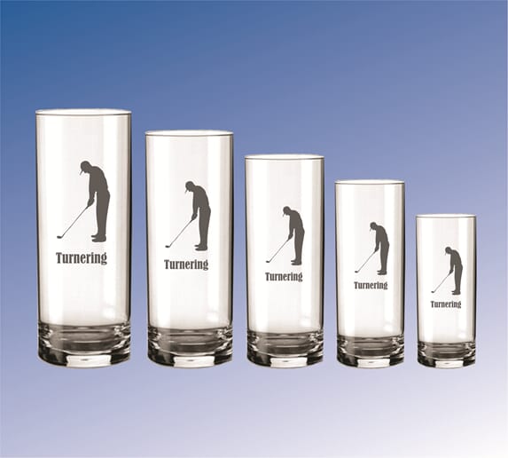 Trine glass i 5 størrelser med golfmotiv