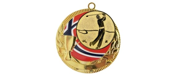 Rødstrupen medalje med golfmotiv