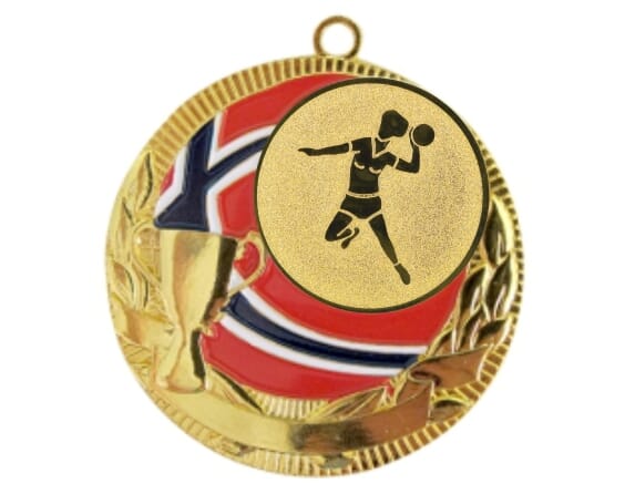 Rødstrupen medalje med handballmotiv