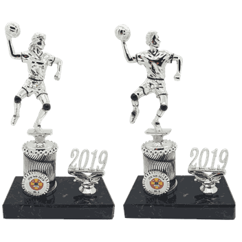 Handballstatuetter i 4 størrelser med årstall, dame og herre