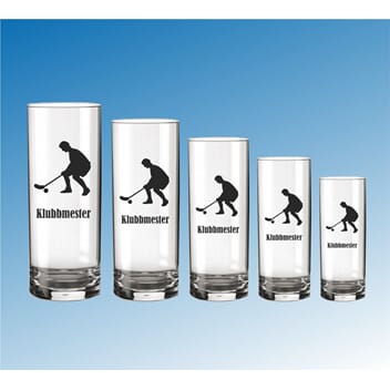 Trine glass i 5 størrelser med innebandymotiv