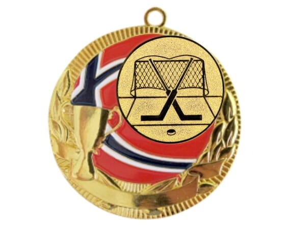 Rødstrupen medalje med bandymotiv