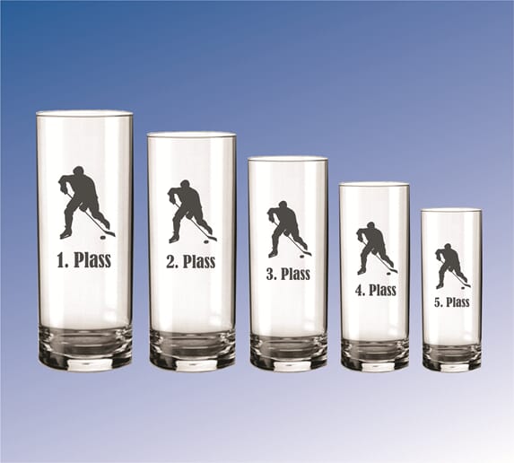 Trine glass i 5 størrelser med ishockeymotiv