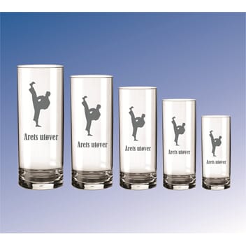 Trine glass i 5 farger med kampsportmotiv