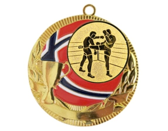 Rødstrupen medalje med kampsportmotiv
