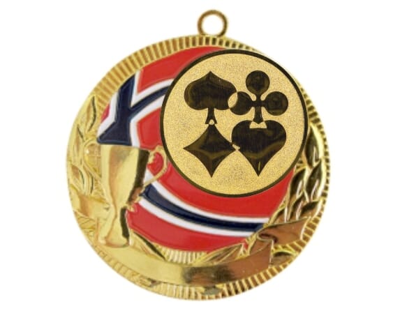 Rødstrupen medalje med kortspillmotiv