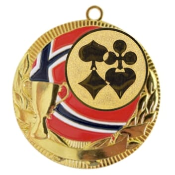 Rødstrupen medalje med kortspillmotiv