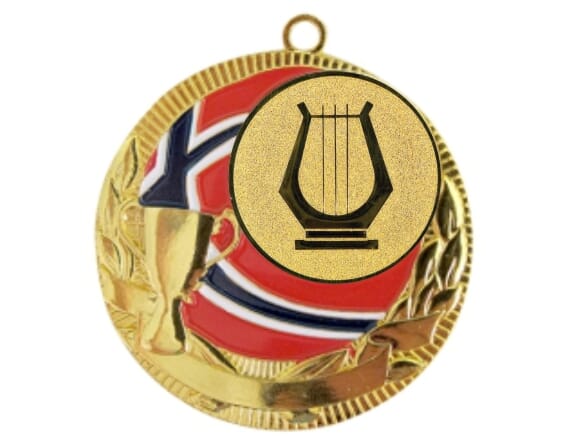 Rødstrupen medalje med musikk -og filmmotiv
