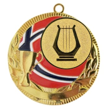 Rødstrupen medalje med musikk -og filmmotiv