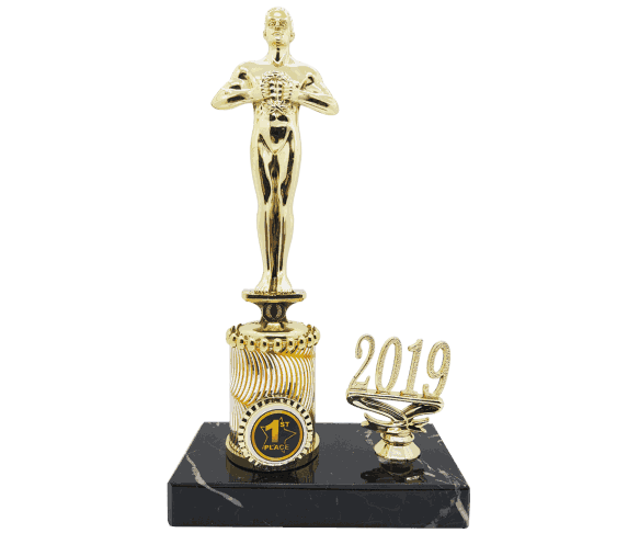 Oscarstatuett i 4 størrelser med årstall