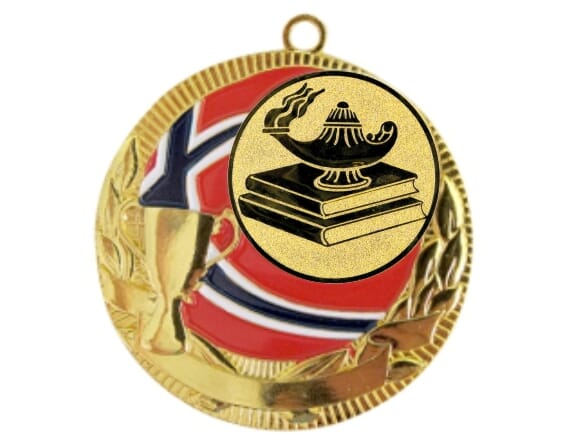 Rødstrupen medalje med kunnskapsmotiv