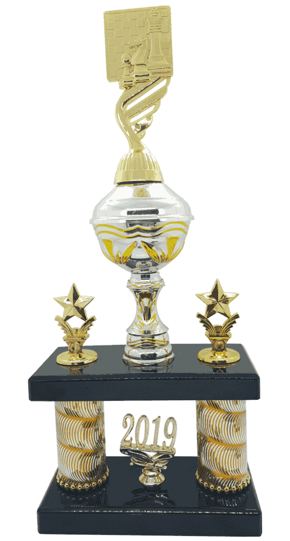 Gullstrupen etasjepokal i 5 størrelser for sjakk