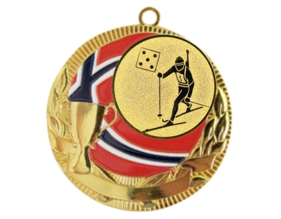 Rødstrupen medalje med skiskyttermotiv
