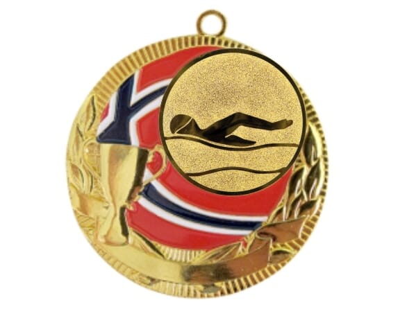 Rødstrupen medalje med svømmemotiv