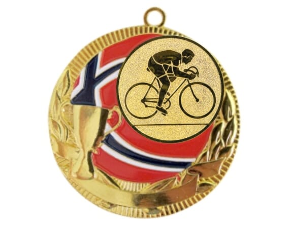 Rødstrupen medalje med sykkelmotiv