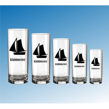 Trine glass i 5 størrelser med båtmotiv