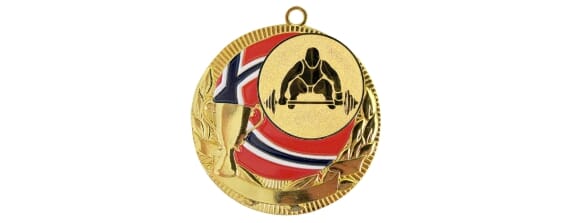 Rødstrupen medalje med vektløftingmotiv