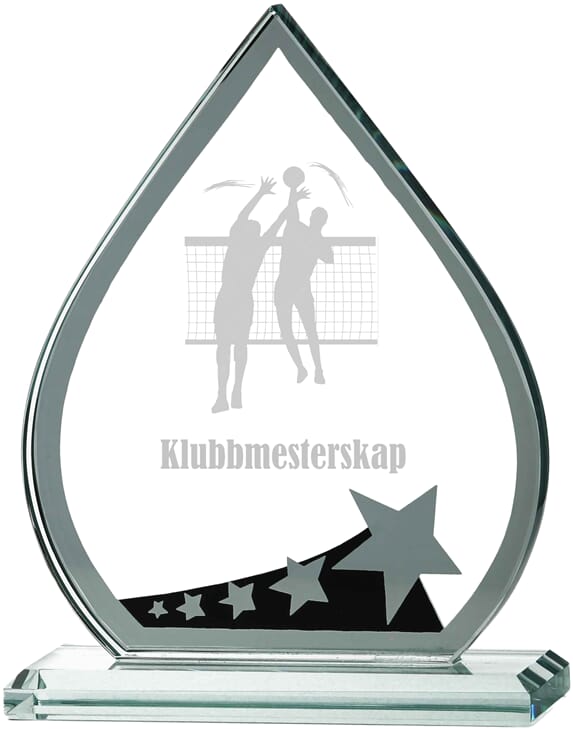 Sting glass med volleyballmotiv i 3 størrelser