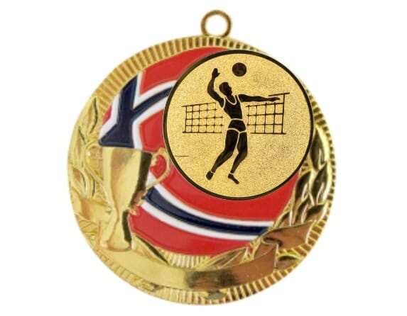 Rødstrupen medalje med volleyballmotiv