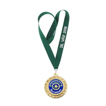 Lerke medalje 40 mm  med logo og tekst på bånd