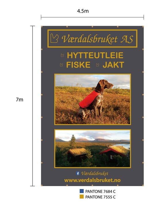 Polyester banner 7,4x 5 m.
