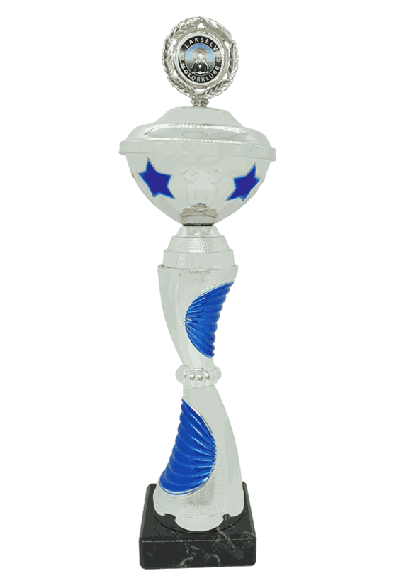 Blå stjerne pokal i 8 størrelser
