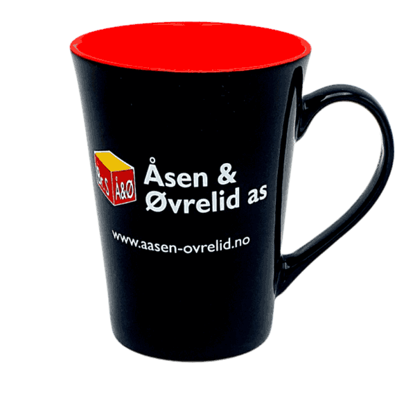 Frøya krus i sort med rød innside