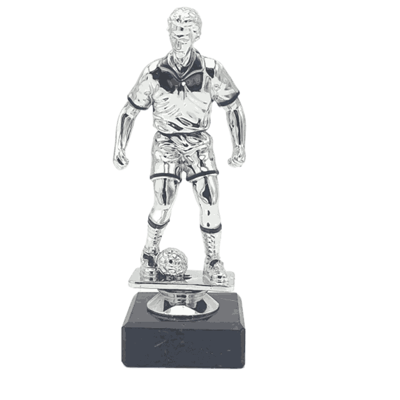 Leo fotballstatuett  sølvfarge 16 cm