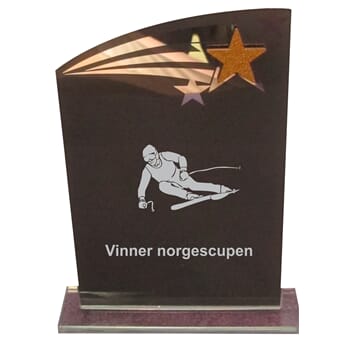 Oberstdorf glasstatuett for alpint i 3 størrelser