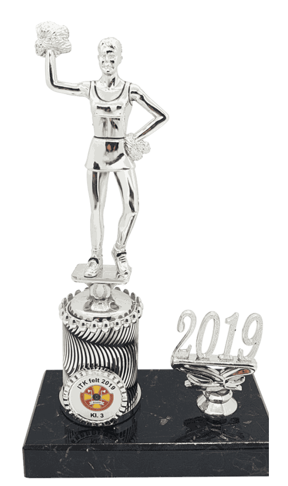 Cheerleaderstatuett i 4 størrelser med årstall